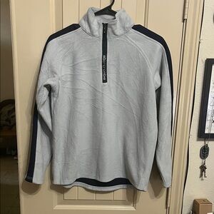Abercrombie & Fitch Gray and Black Large Partial Zip-Up Sweater